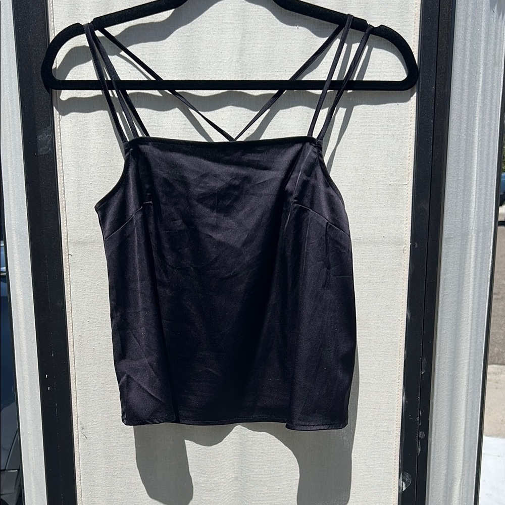 Divided Black Camisole Crop Top